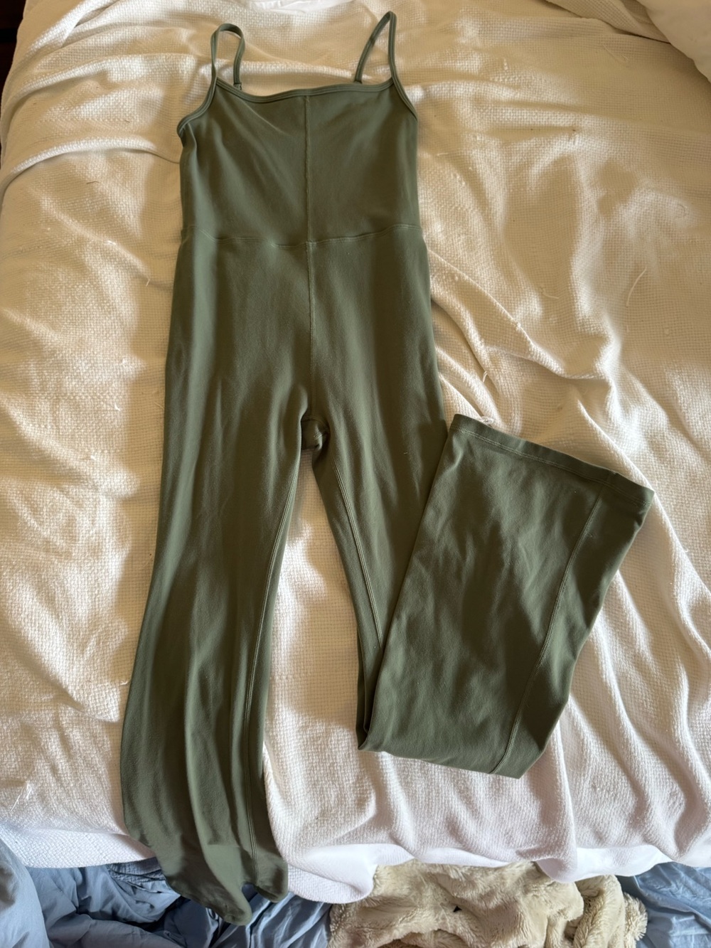 Aritzia Olive Green Spaghetti-Strap Jumpsuit
